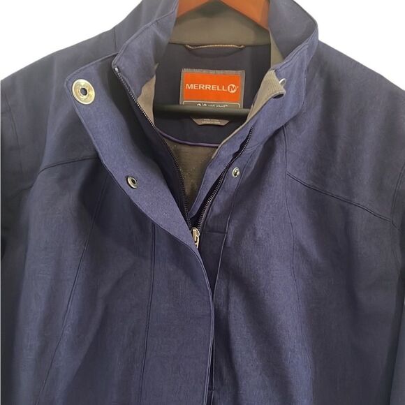 Merrell Opti-shell Navy Blue Front Pockets Snap Zip Closure Coat Size Large - Picture 4 of 14
